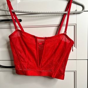 Victoria’s Secret lace red plunging neckline bustier